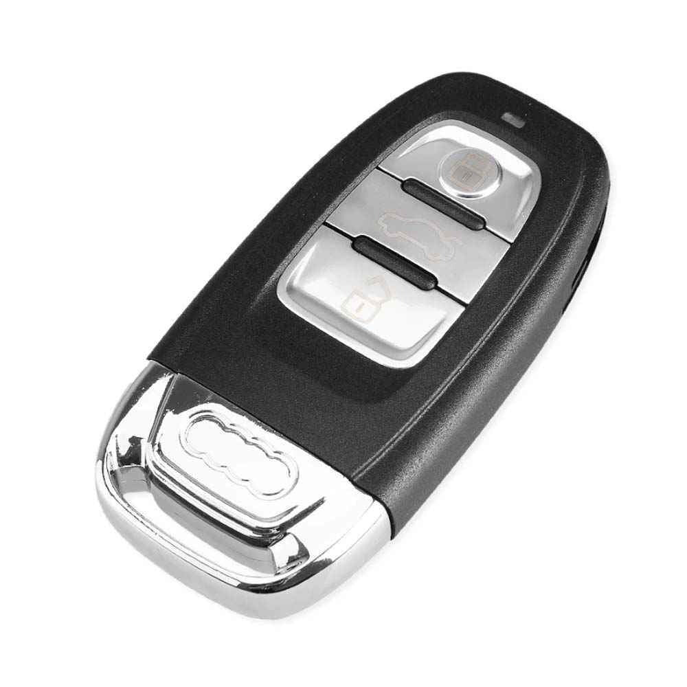 Fekete és ezüst színű, 3 gombos Audi kulcs, kulcsház.