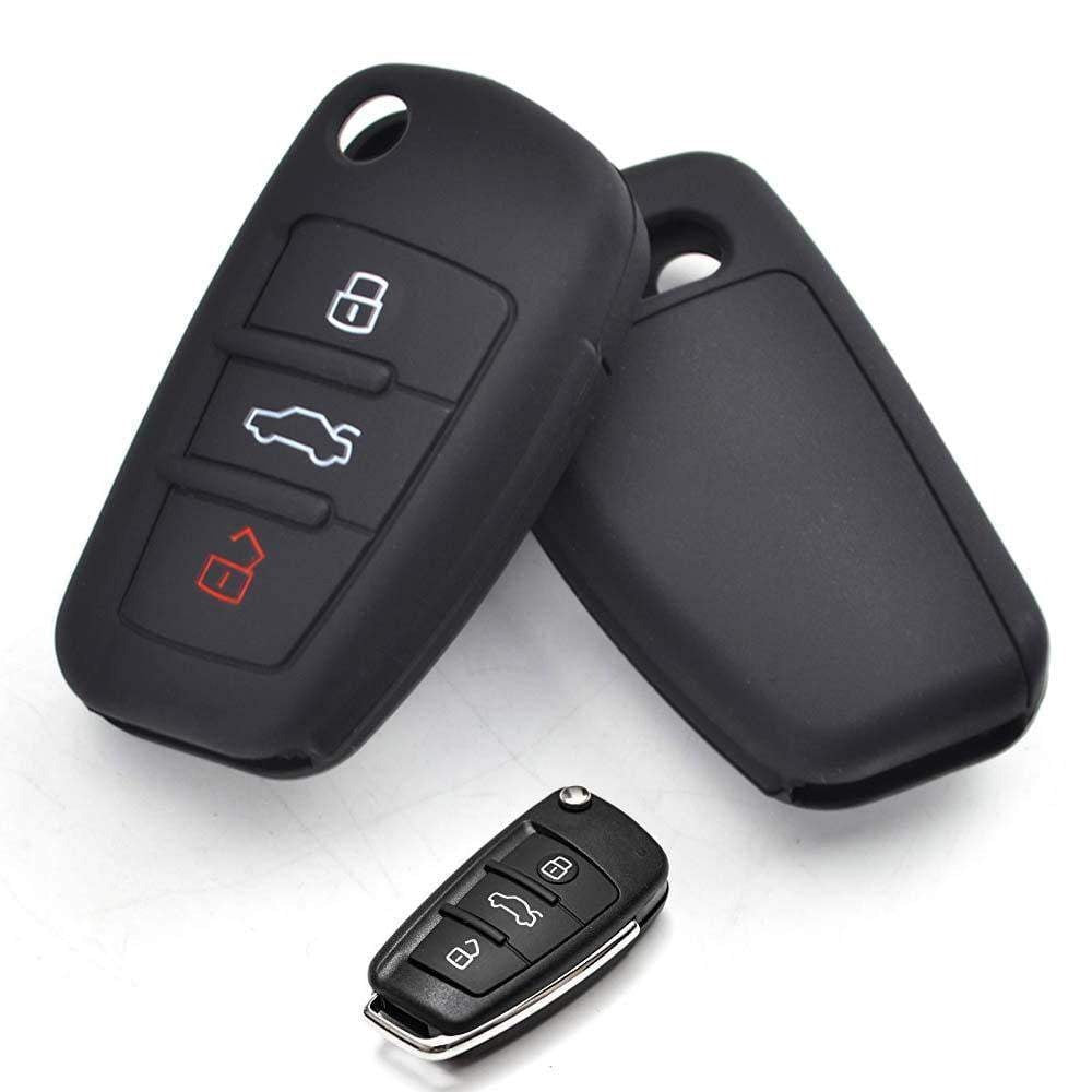 Audi 3 gombos bicskakulcs fekete szilikon tok