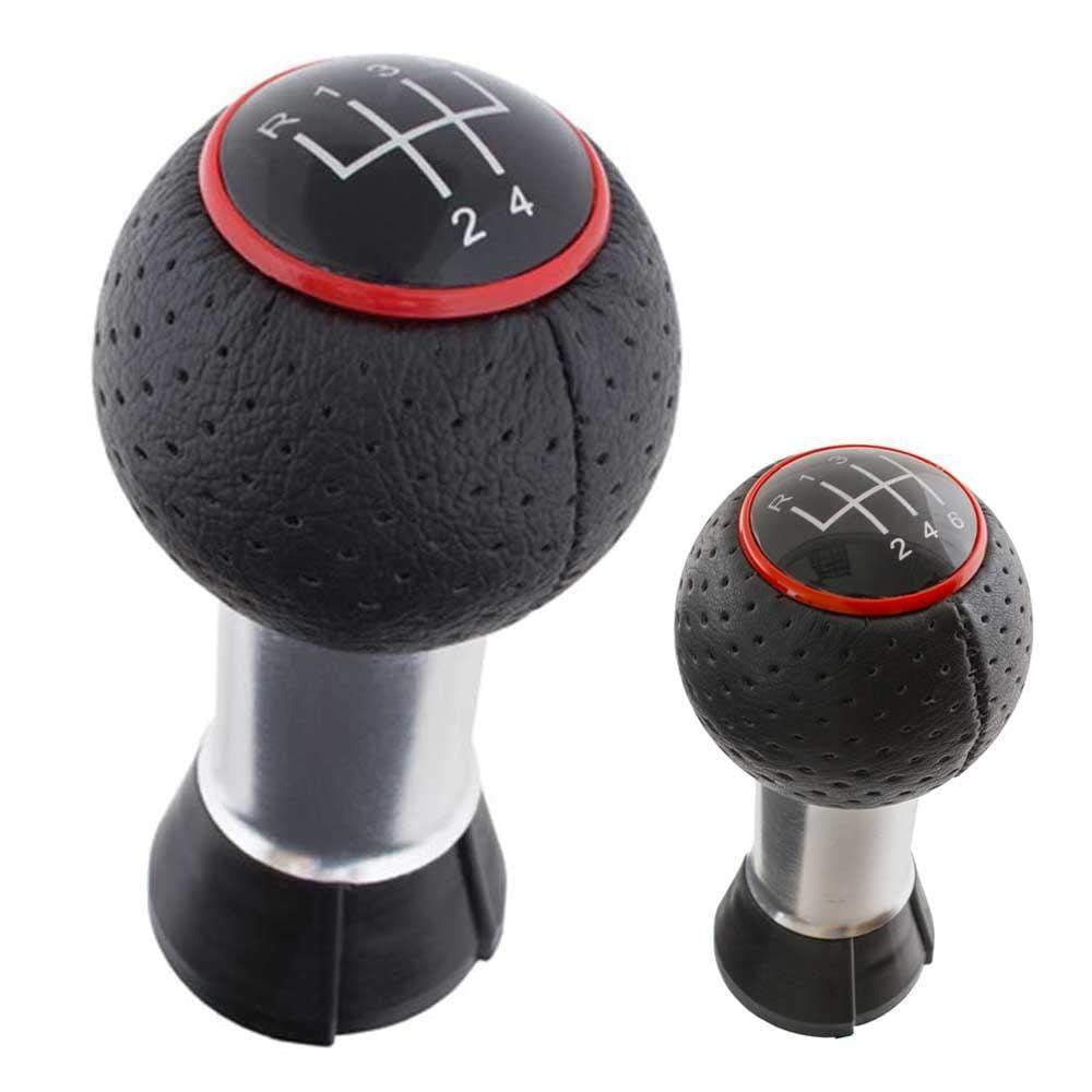 Fekete-ezüst színű, 5 és 6 sebességes Audi váltógomb. 5 és 6 fokozatos, üveg számlappal, piros számlapkerettel.