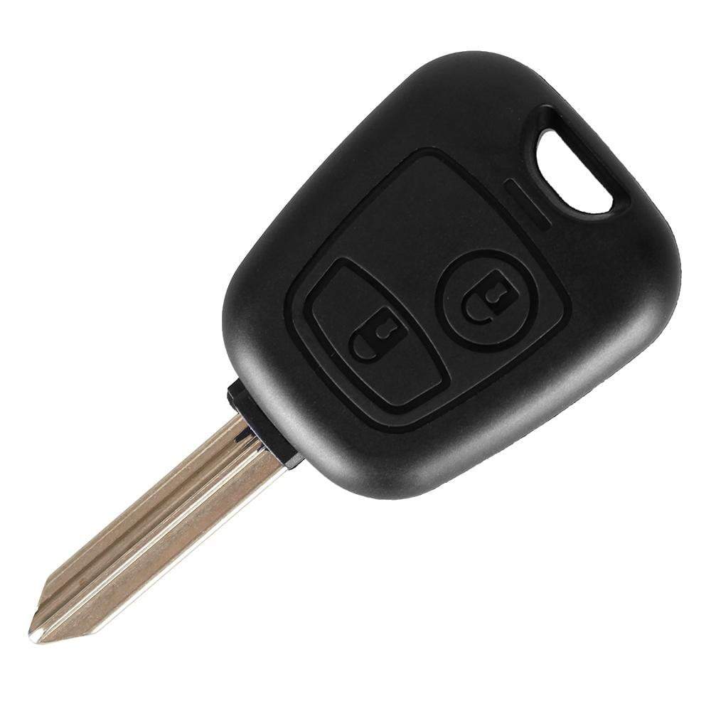 Fekete színű, 2 gombos Citroen kulcs, kulcsház SX9 kulcsszárral.