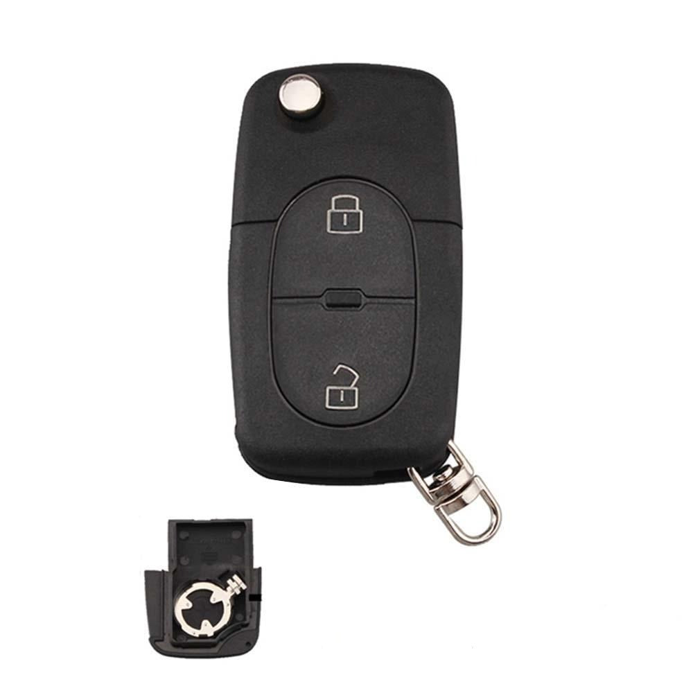 Fekete színű, 2 gombos Audi bicskakulcs, kulcsház.