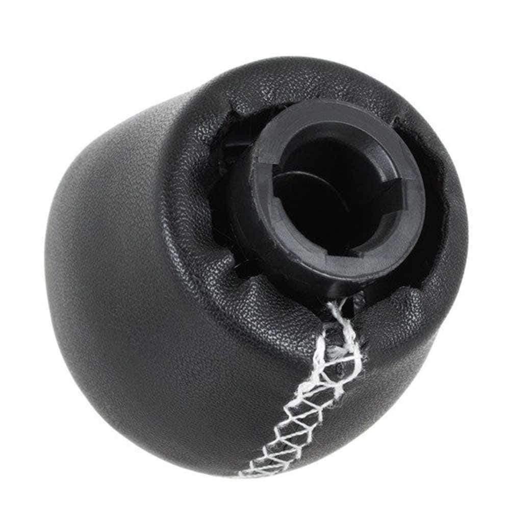 Fekete színű, bőrözött Dacia váltógomb. 