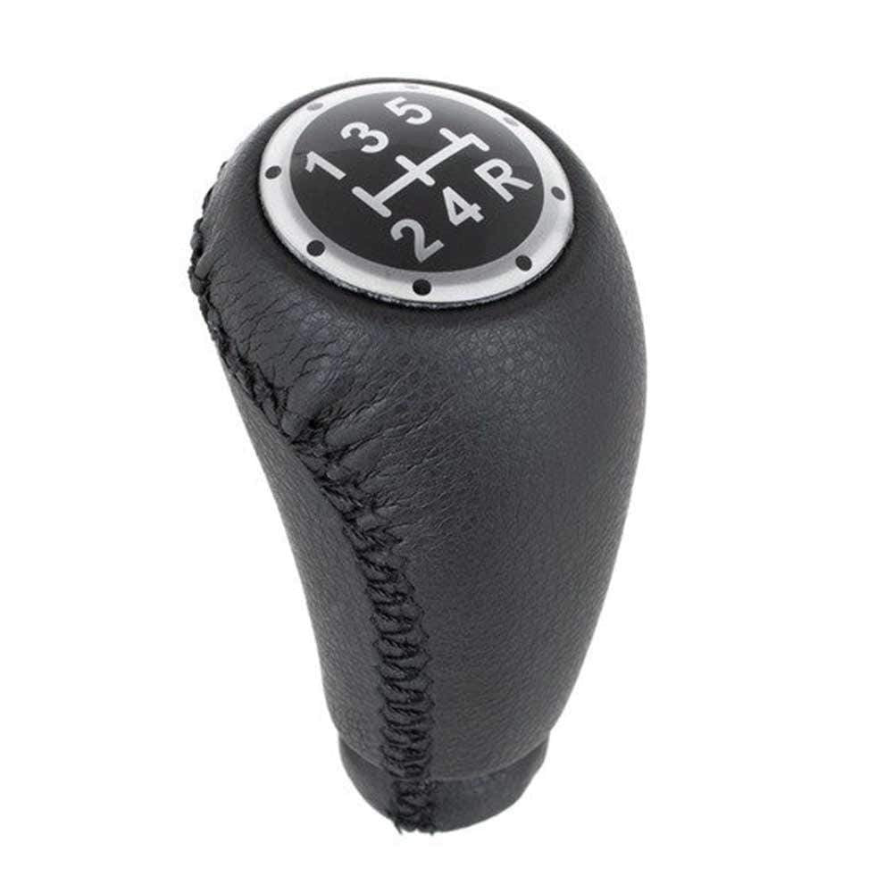 Fekete színű, bőrözött 5 sebességes Fiat Punto váltógomb.