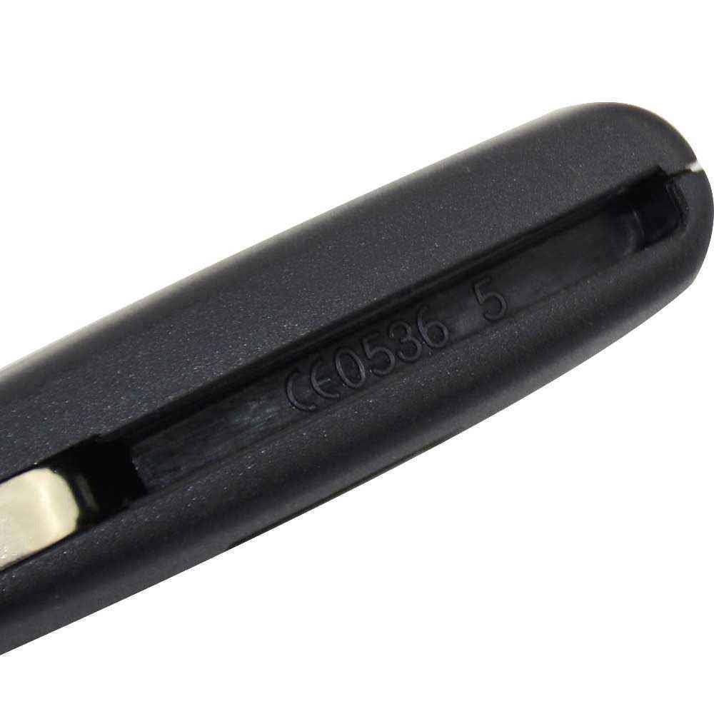 Fekete színű, 3 gombos Fiat kulcsház, bicskakulcs típusjelzése.