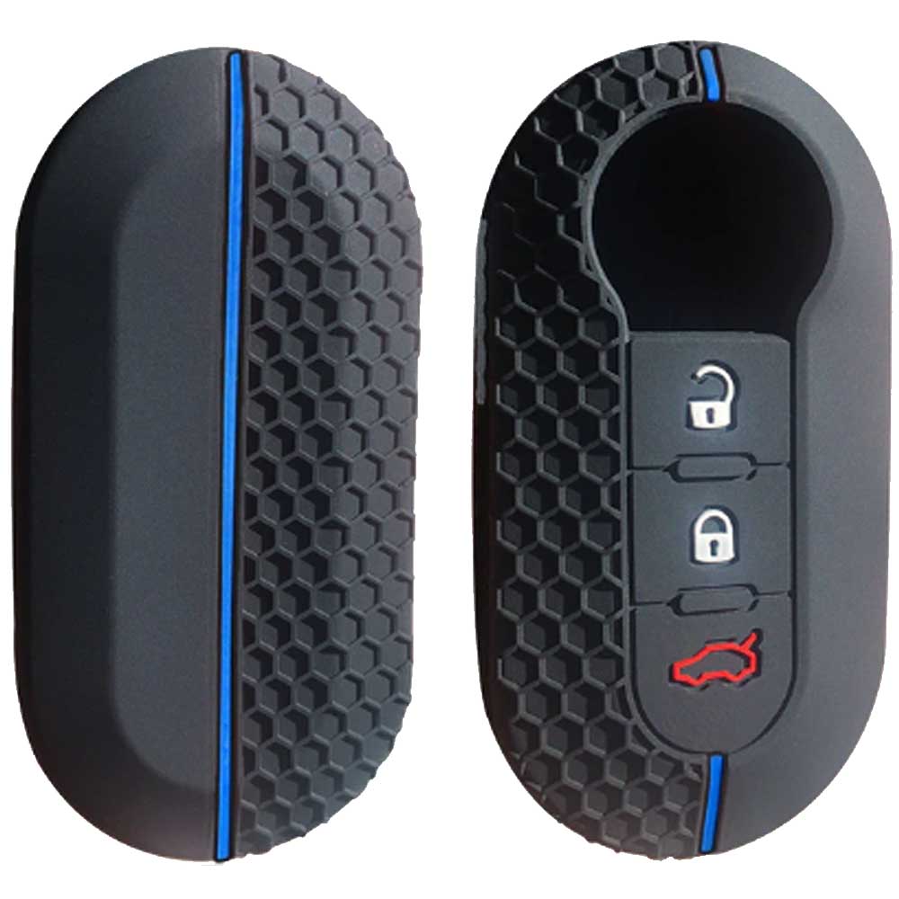 Fiat 3 gombos kulcs szilikontok kék színben