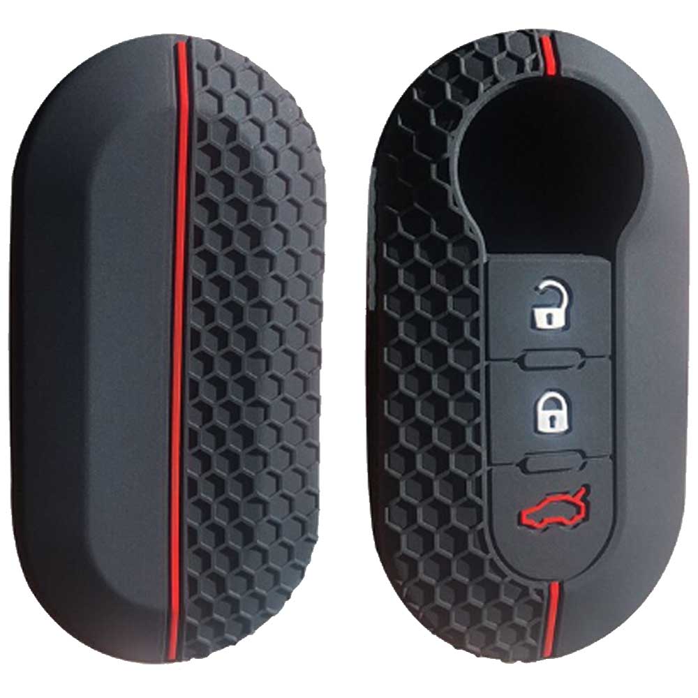 Fiat 3 gombos kulcs szilikontok piros színben