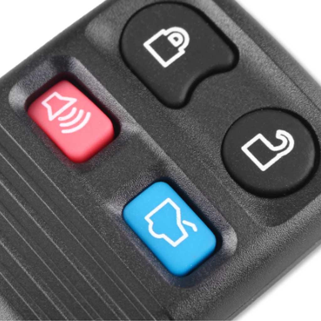 Fekete színű, 4 gombos Ford távirányítós kulcs, kulcsház.