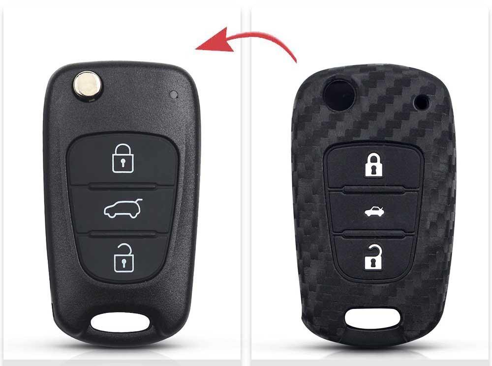 Kia szilikon tok 3 gombos Carbon