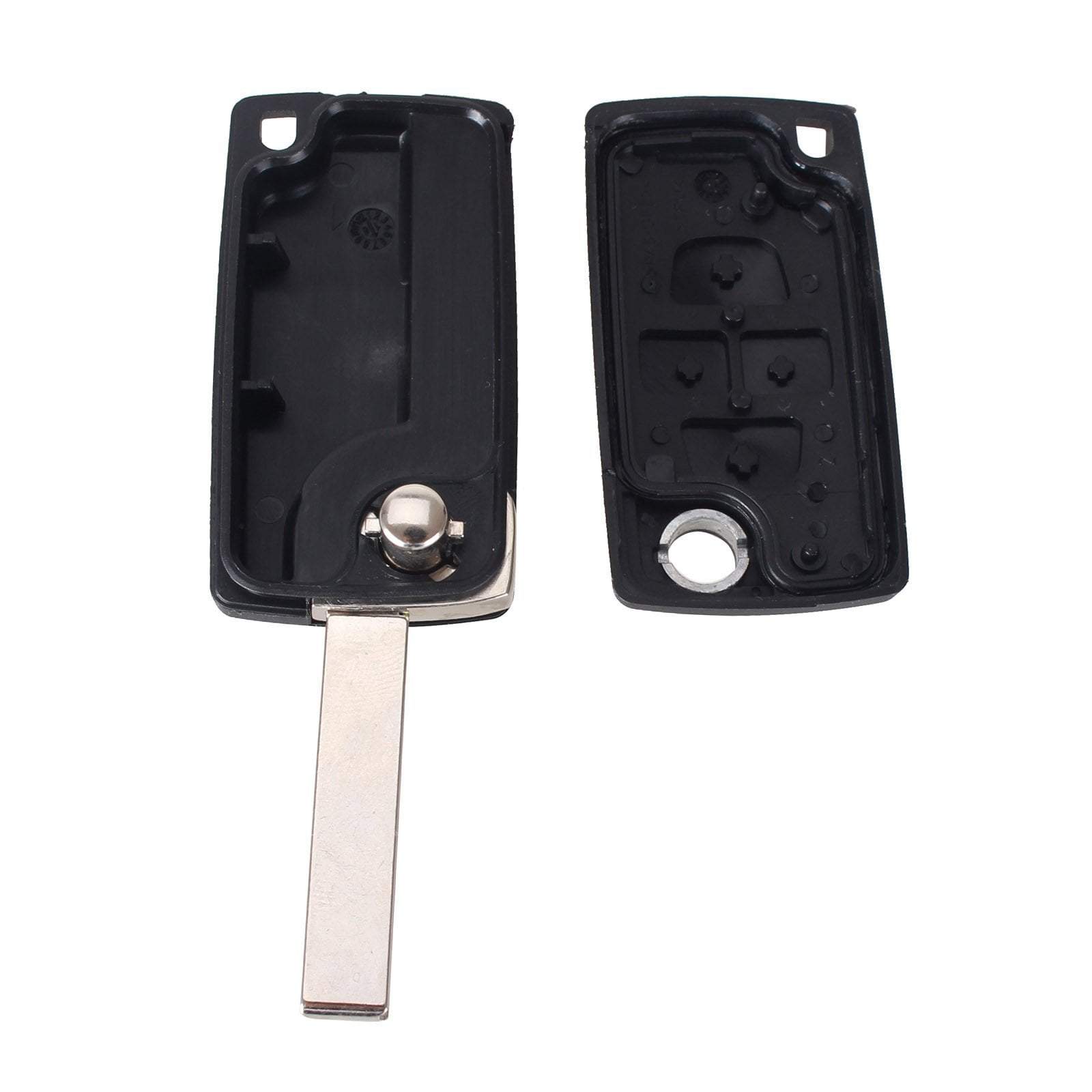 4 gombos, fekete színű Citroen bicskakulcs belseje. Nyers kulcsszárral.