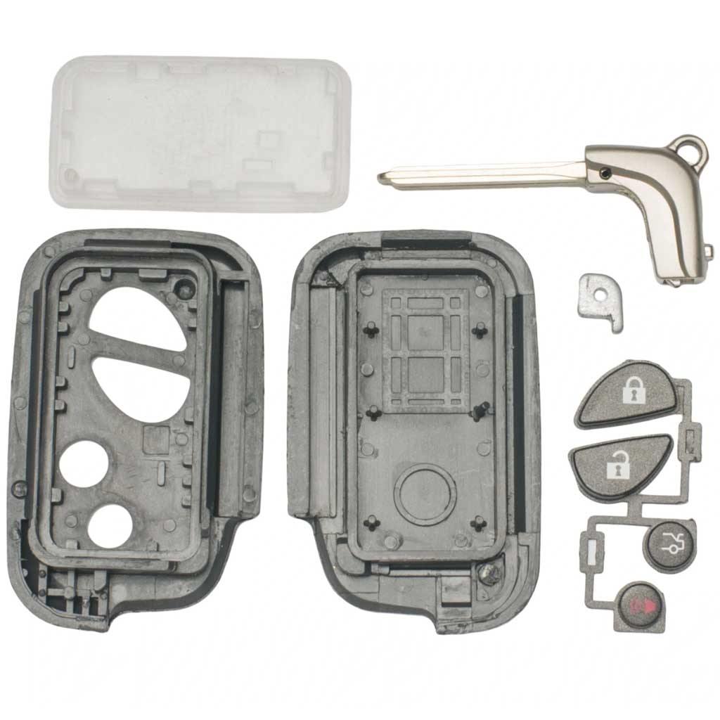 Fekete színű, 4 gombos Mazda kulcsház szétszedve