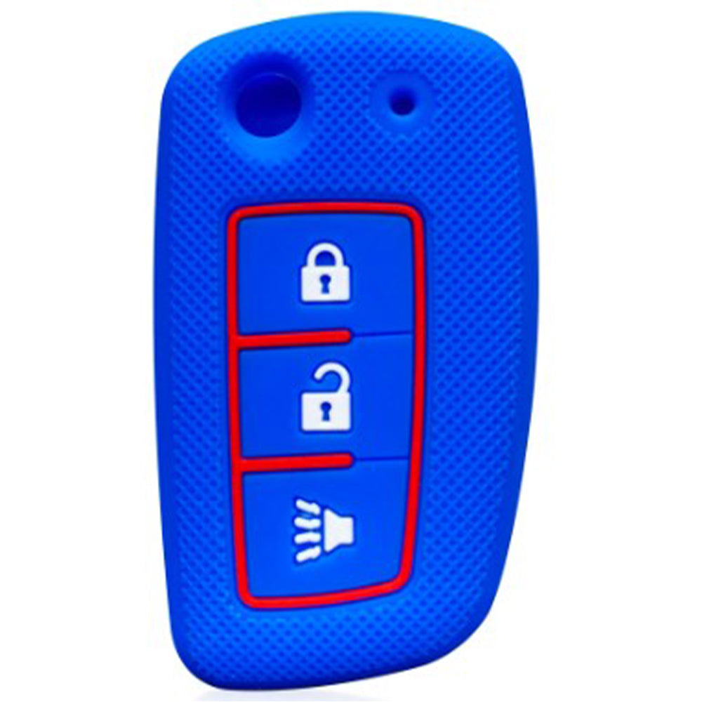 Nissan kulcs szilikon tok 3 gombos kék színben.