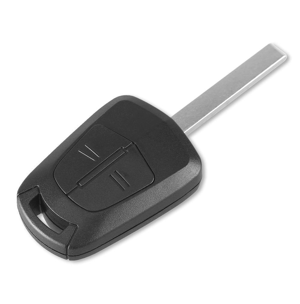 Fekete színű, 2 gombos Opel kulcs.