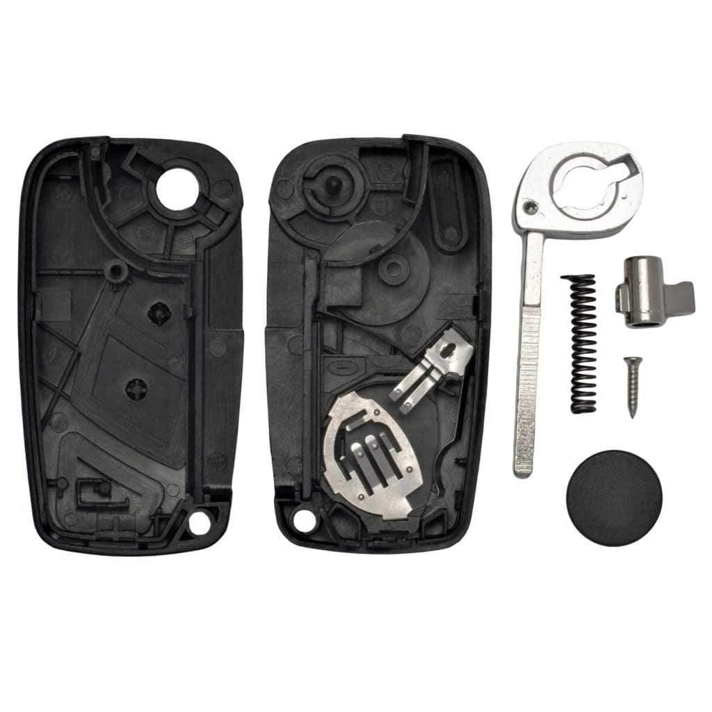 Fekete színű, 3 gombos Citroen kulcsház, bicskakulcs szétszedve.