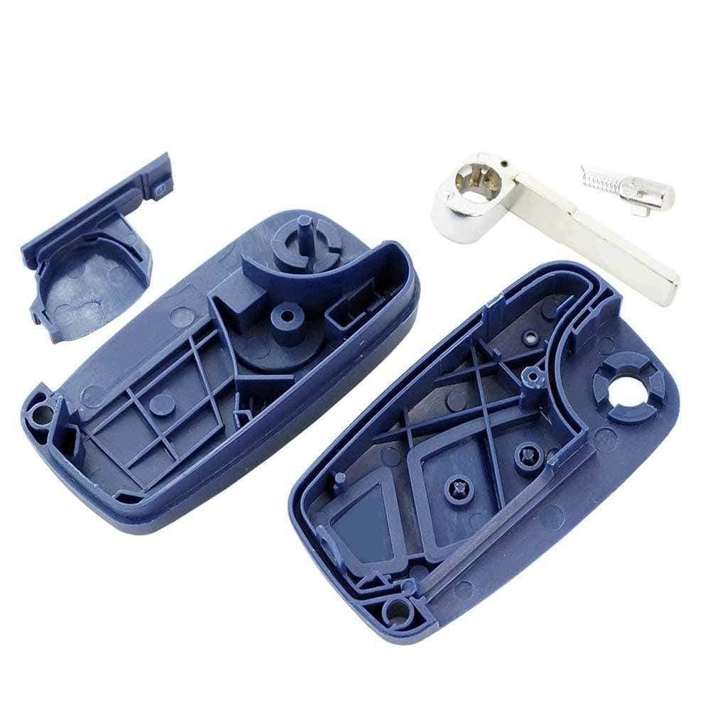 Kék színű, 2 gombos Citroen kulcsház, bicskakulcs belseje. SIP22 kulcsszárral.