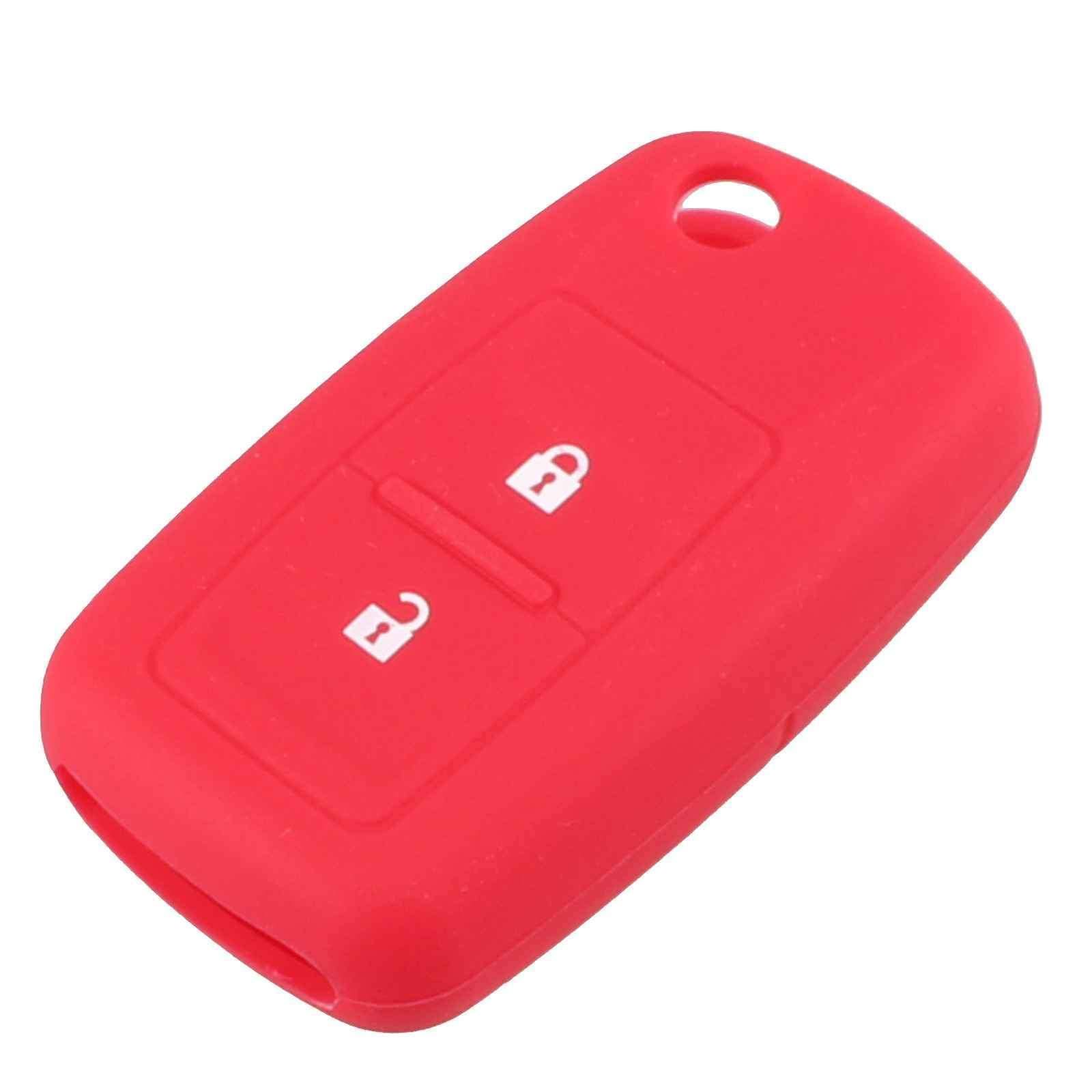 Piros színű, 2 gombos Skoda bicskakulcs szilikon tok.