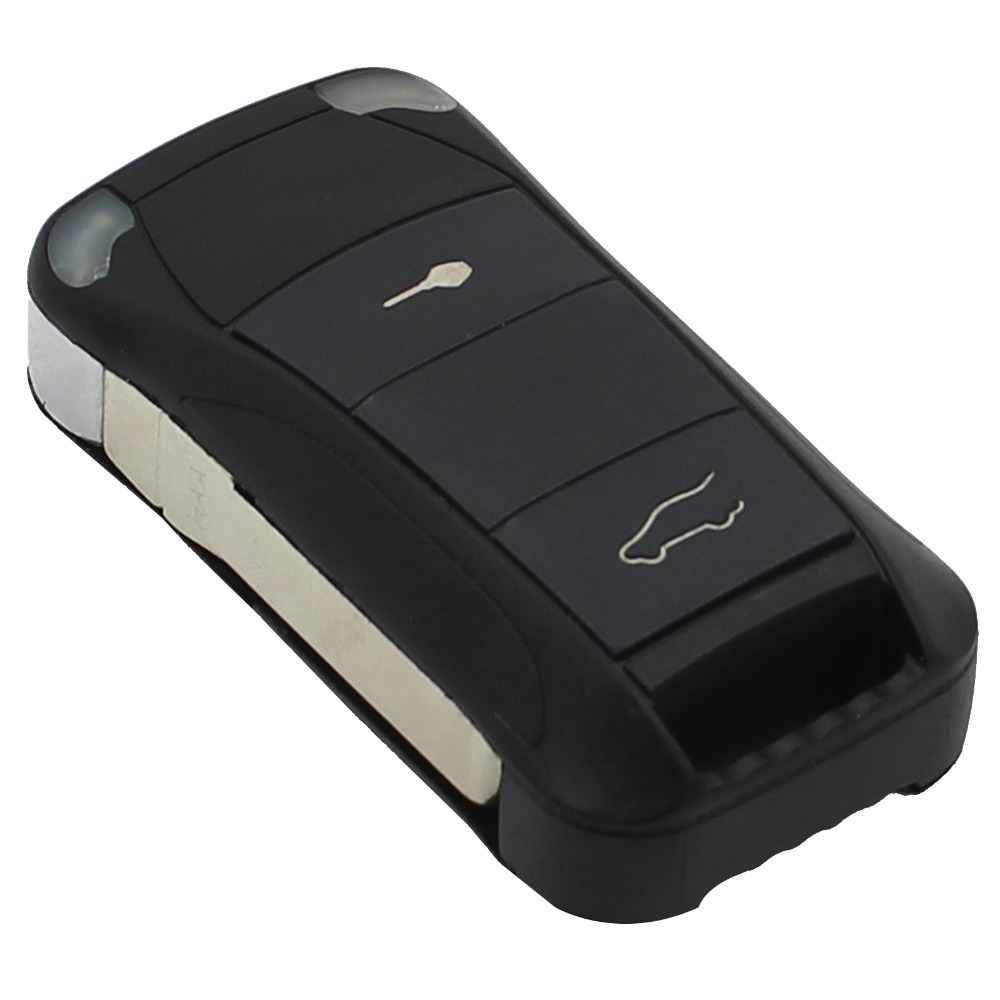 Fekete színű, 3 gombos Porsche kulcsház, bicskakulcs