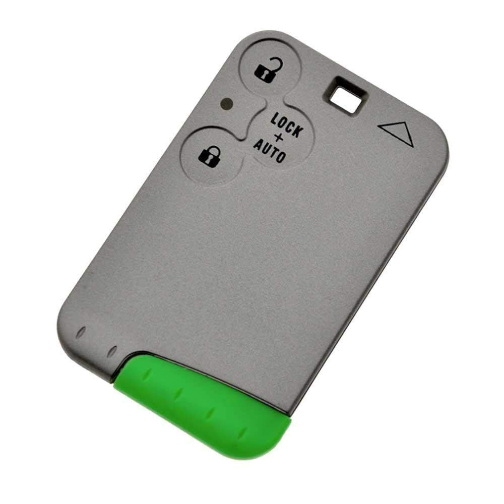 Szürke és zöld színű, 3 gombos Renault kulcsház, indítókulcs.