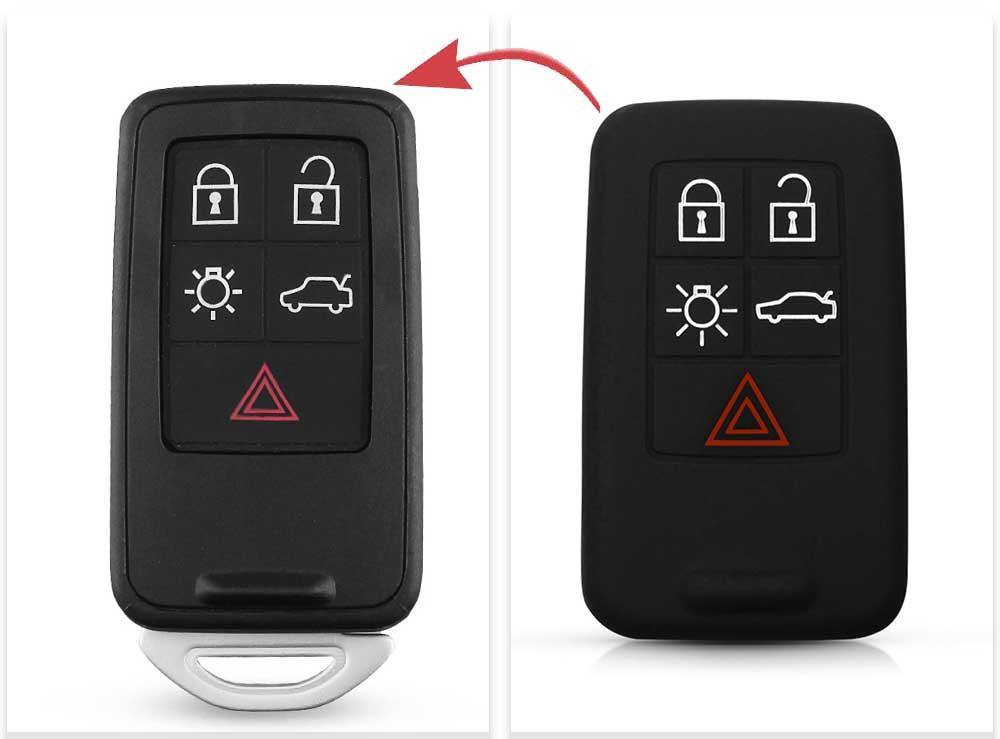 Fekete színű, 5 gombos Volvo kulcs szilikon tok.