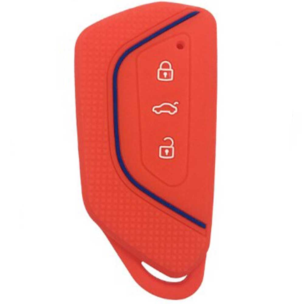 Piros színű, 3 gombos VW kulcs szilikon tok.